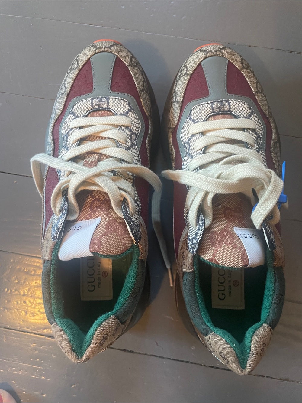 Gucci Kids Sneakers - Burgundy, Green & Cream Monogram
